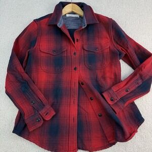 Outerknown Blanket Shirt Women XS/S Safety Red Overlook Plaid $168